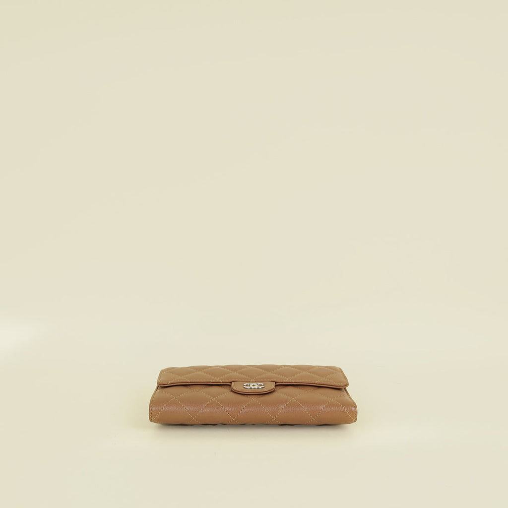 Chanel Light Brown CC Classic Long Wallet