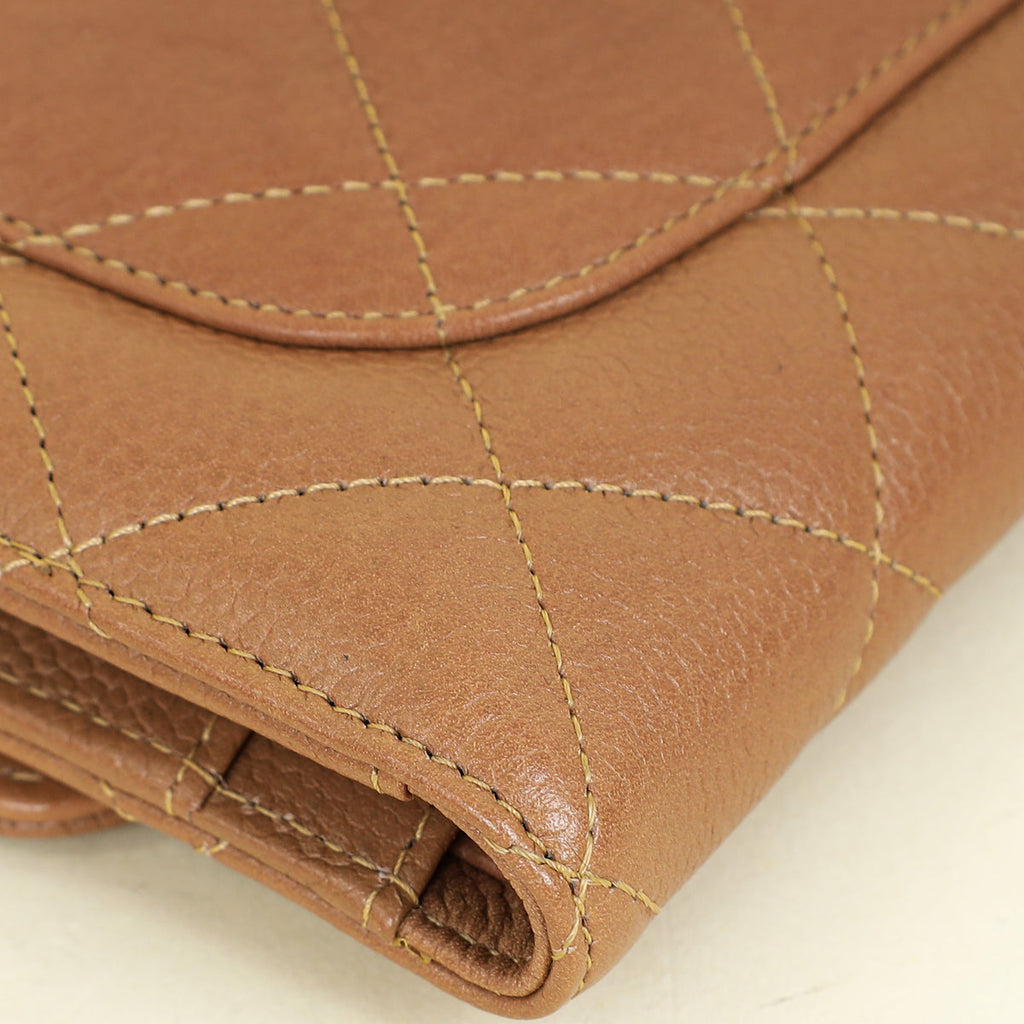 Chanel Light Brown CC Classic Long Wallet