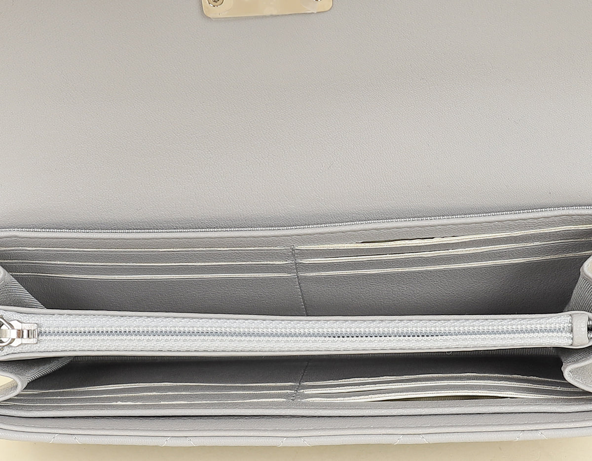 Chanel Grey CC Box Flap Wallet