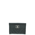 Chanel Black Chevron Vintage Mademoiselle Card Holder