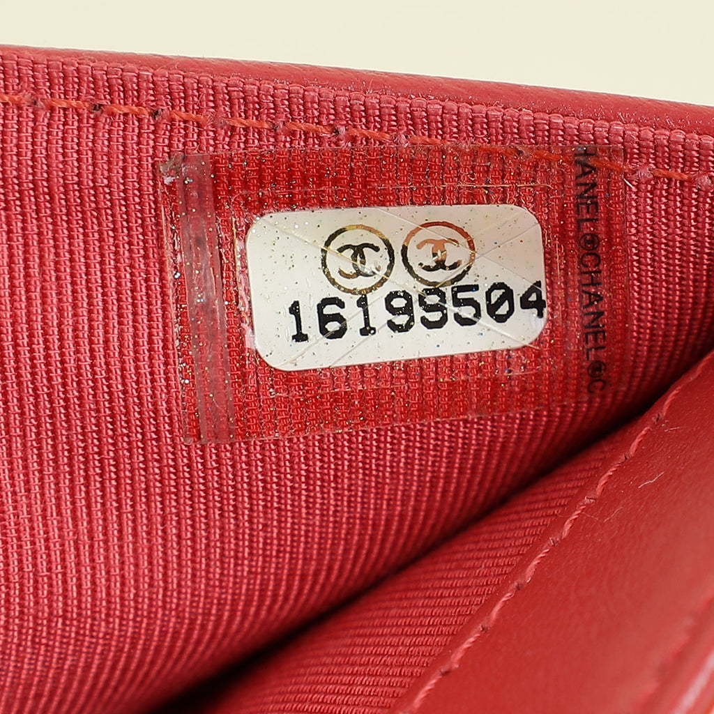 Chanel Coral CC Patent French Wallet
