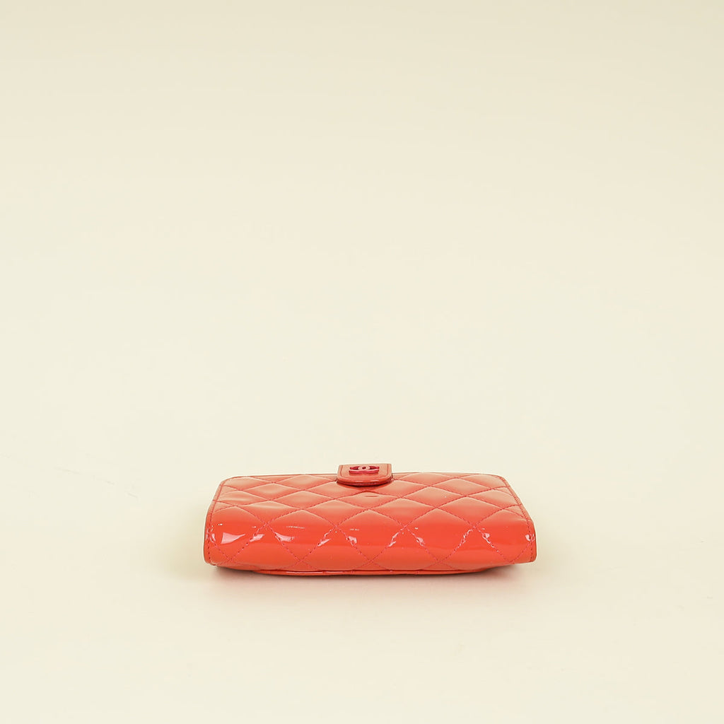 Chanel Coral CC Patent French Wallet