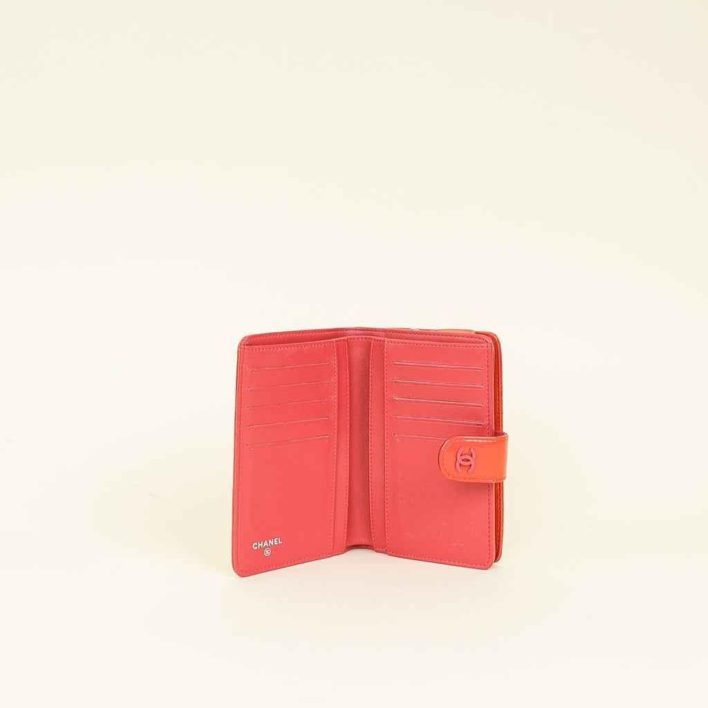 Chanel Coral CC Patent French Wallet