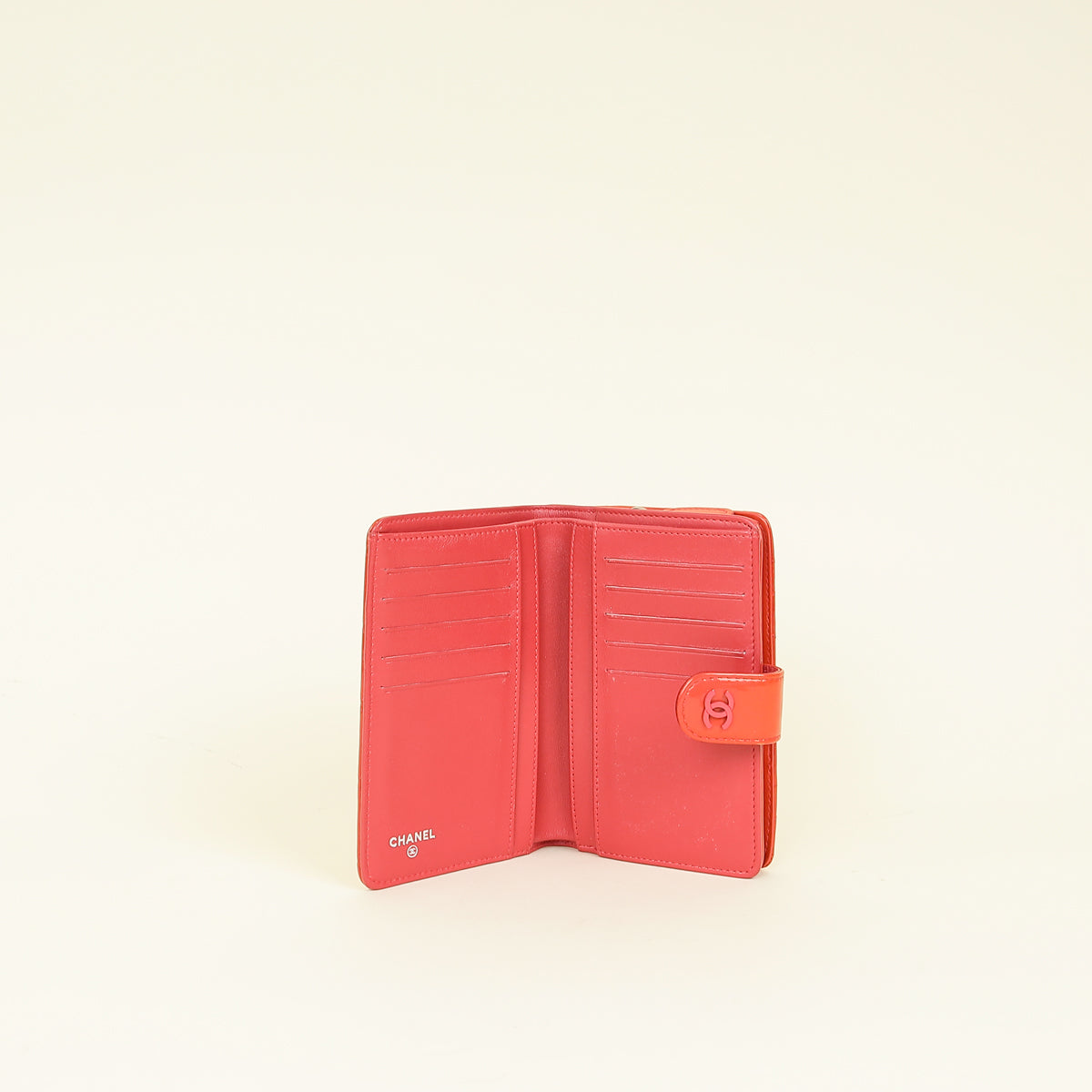 Chanel Coral CC Patent French Wallet