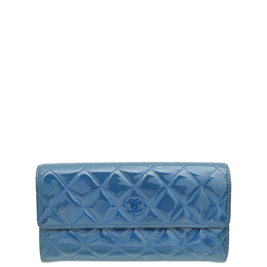 Chanel Blue CC Classic Flap Long Wallet