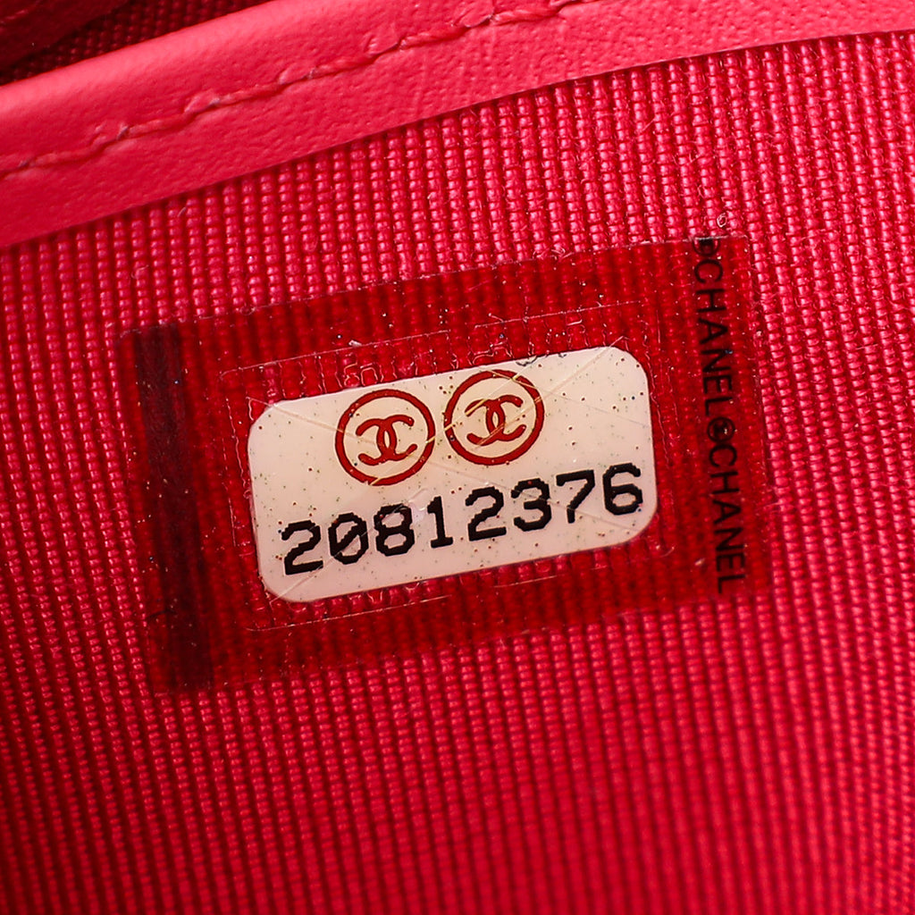 Chanel Dark Pink CC Classic Zip Around Long Wallet