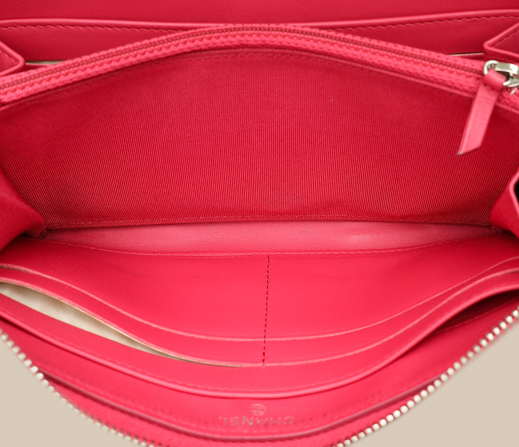 Chanel Dark Pink CC Classic Zip Around Long Wallet