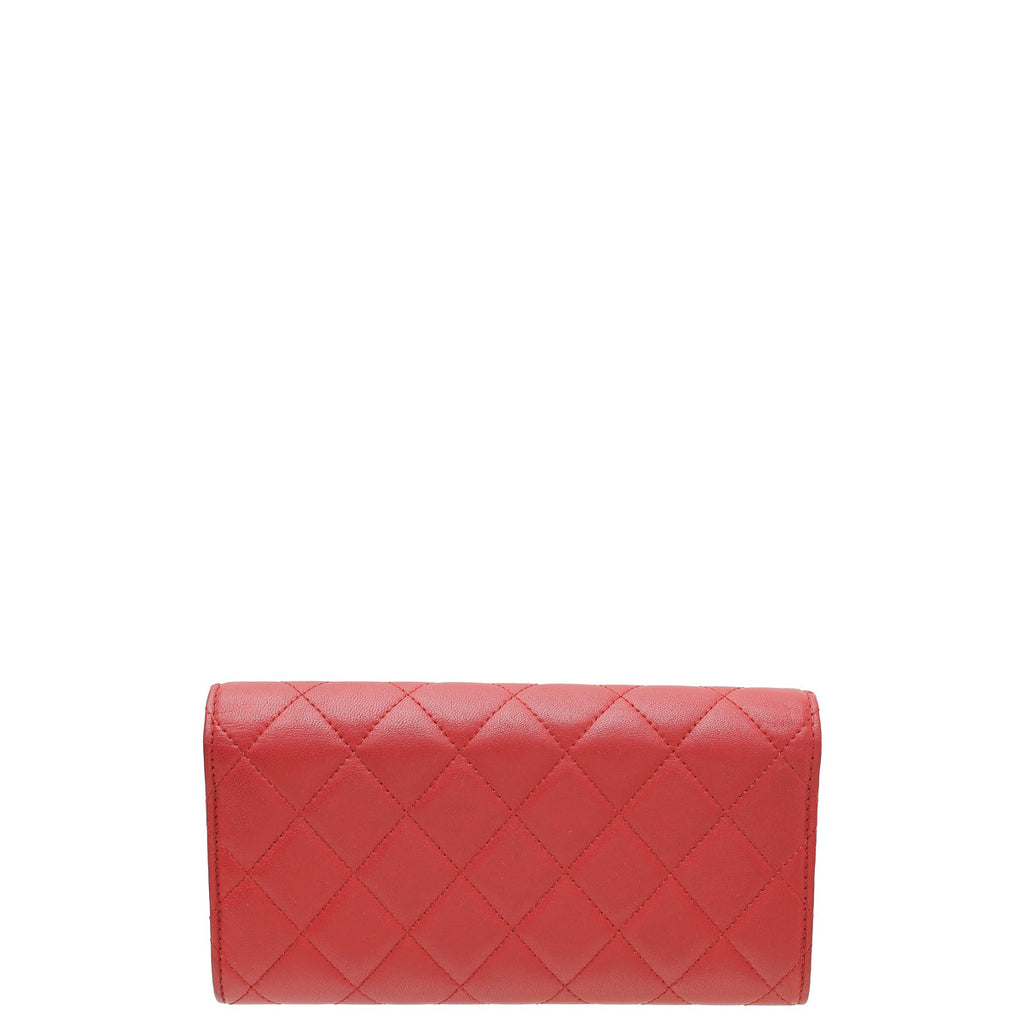 Chanel Red CC Classic Long Flap Wallet