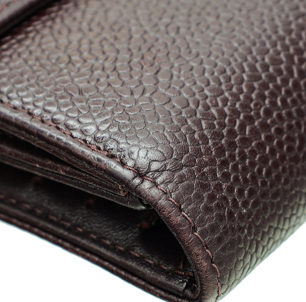 Chanel Burgundy CC Timeless Small French Wallet