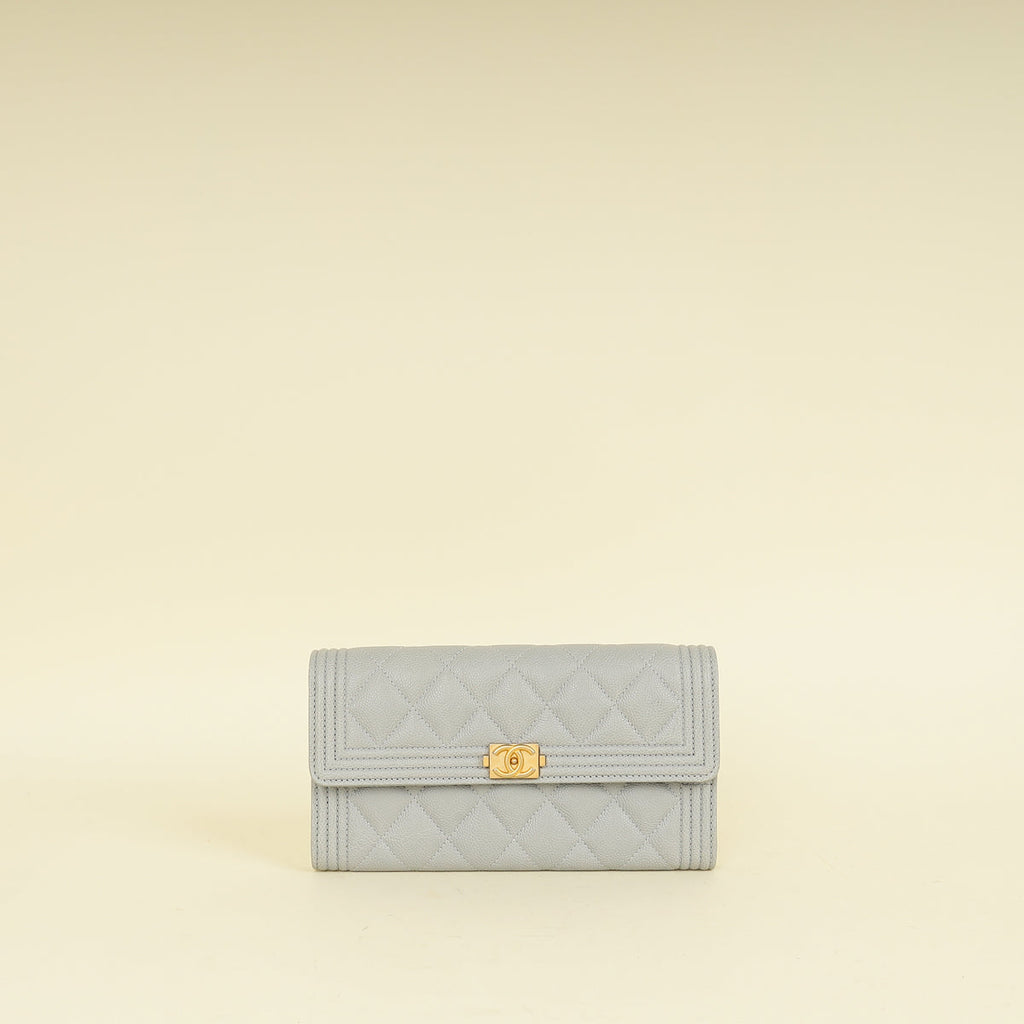 Chanel Grey Le Boy Flap Wallet