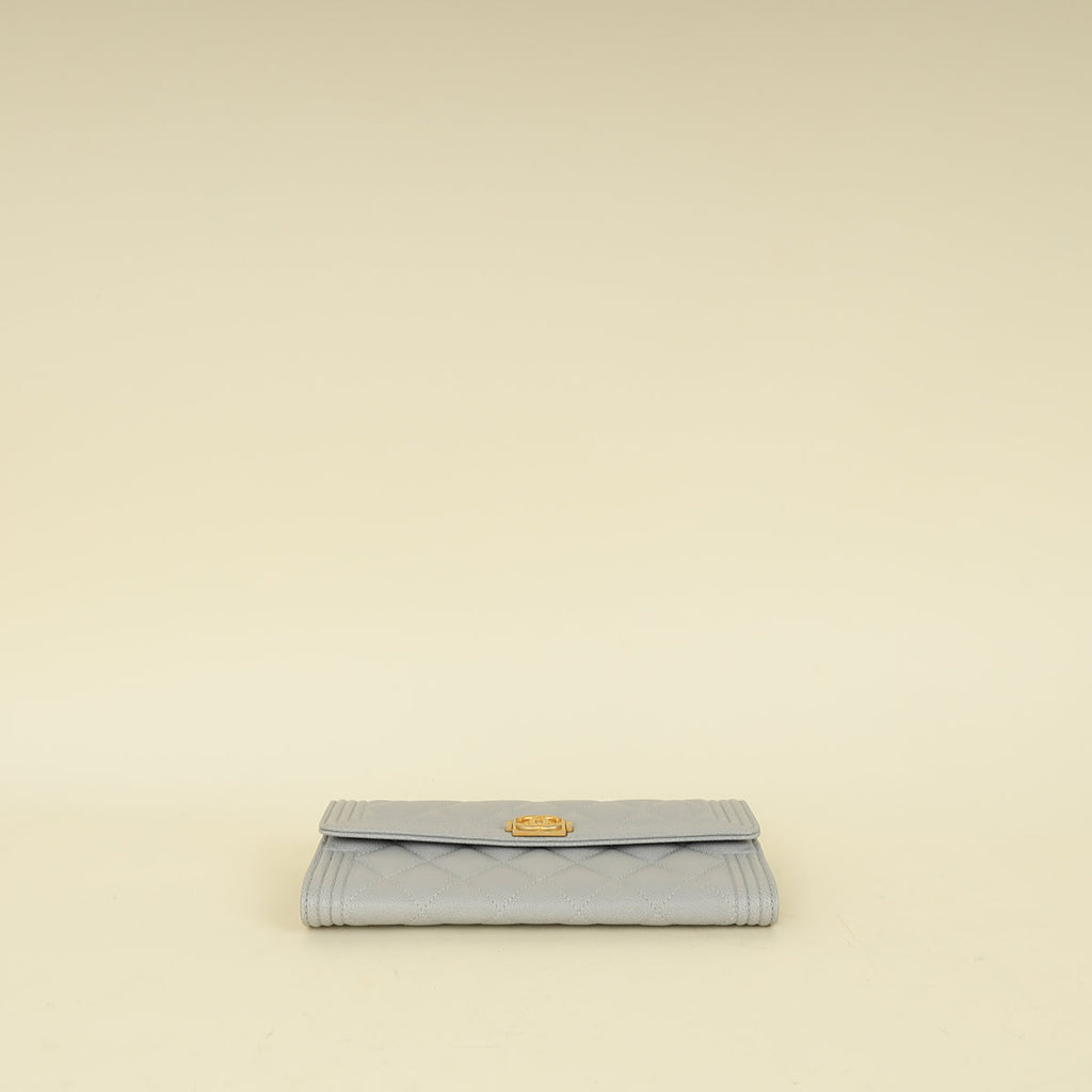Chanel Grey Le Boy Flap Wallet