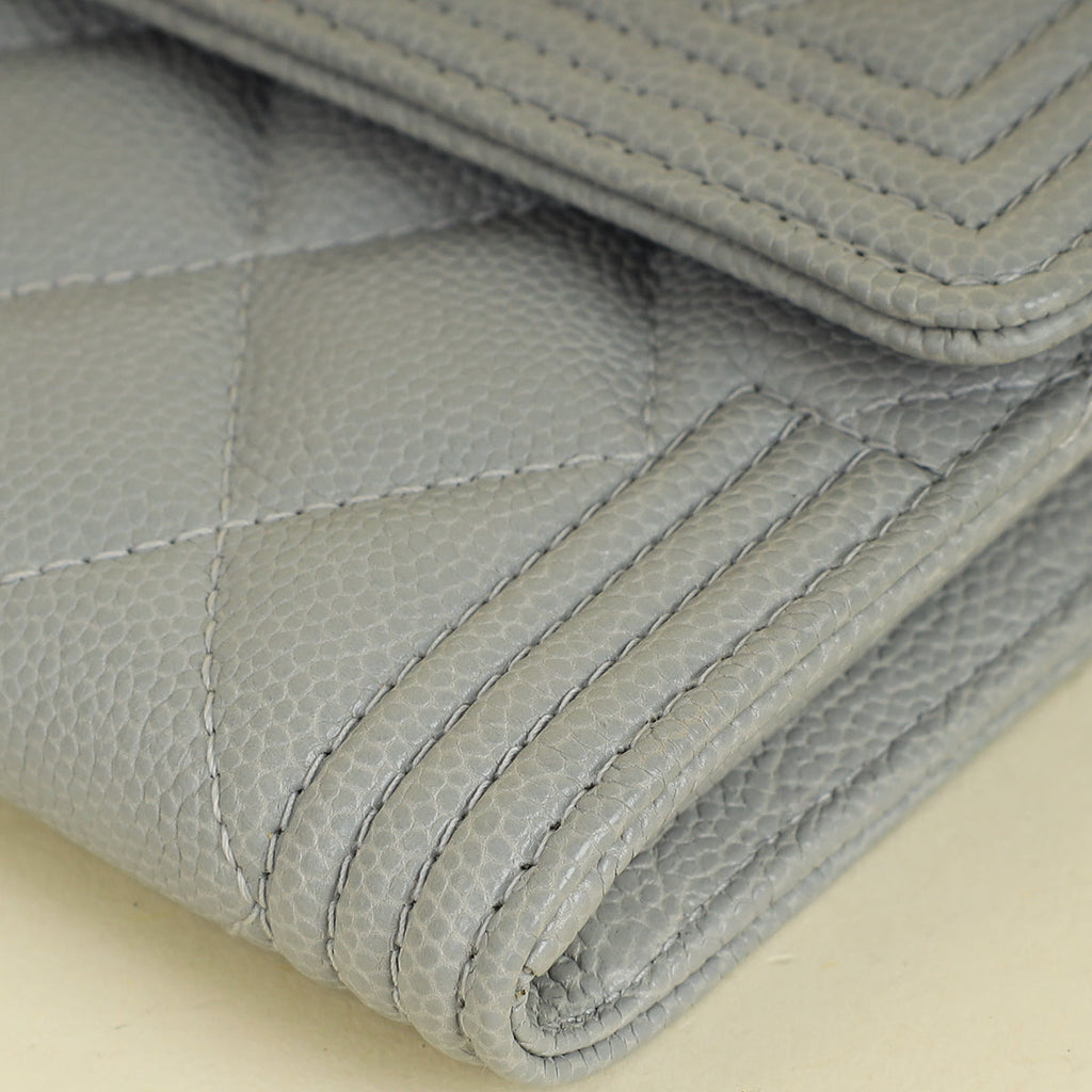 Chanel Grey Le Boy Flap Wallet