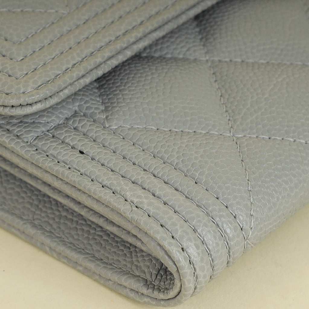 Chanel Grey Le Boy Flap Wallet