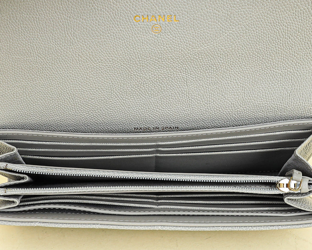 Chanel Grey Le Boy Flap Wallet