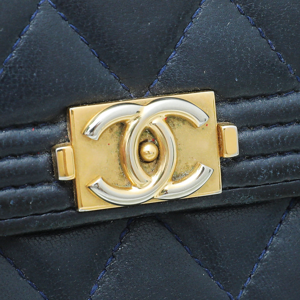 Chanel Navy Blue Le Boy Compact Small Wallet