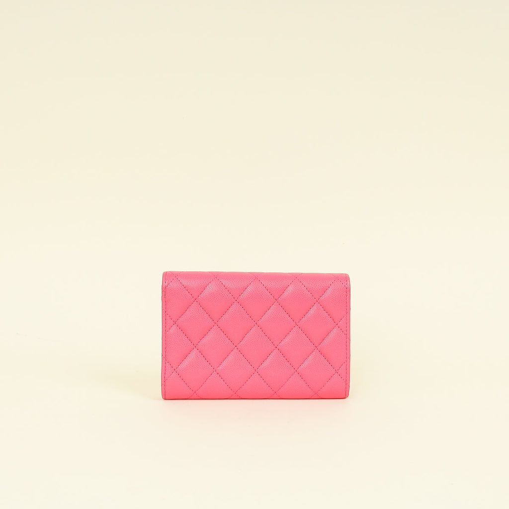 Chanel Dark Pink CC 19 Flap Card Holder Wallet