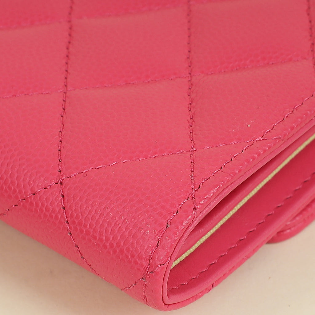 Chanel Dark Pink CC 19 Flap Card Holder Wallet