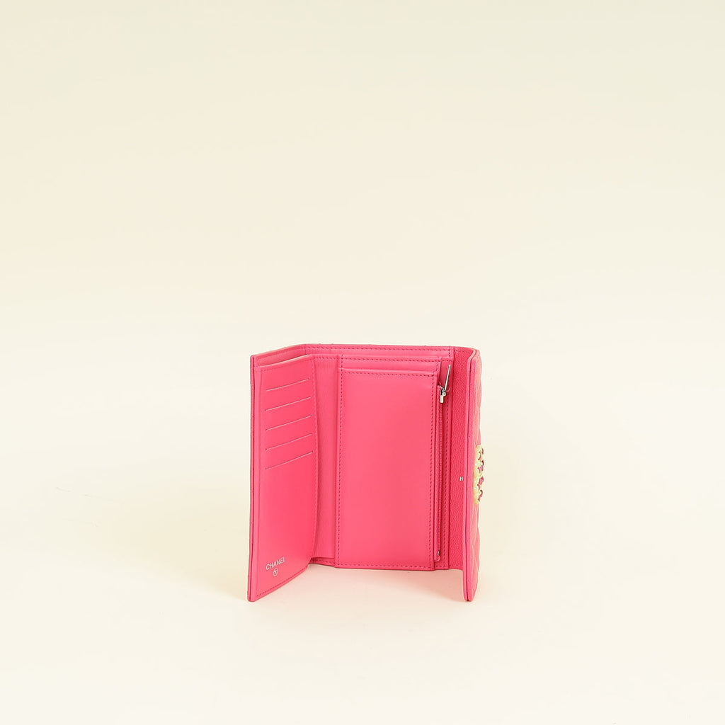 Chanel Dark Pink CC 19 Flap Card Holder Wallet