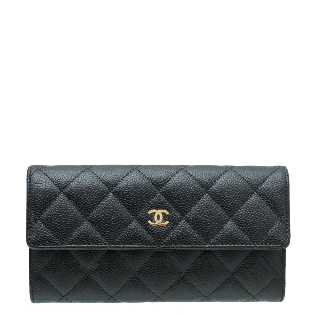 Chanel Black L-Gusset Flap Wallet