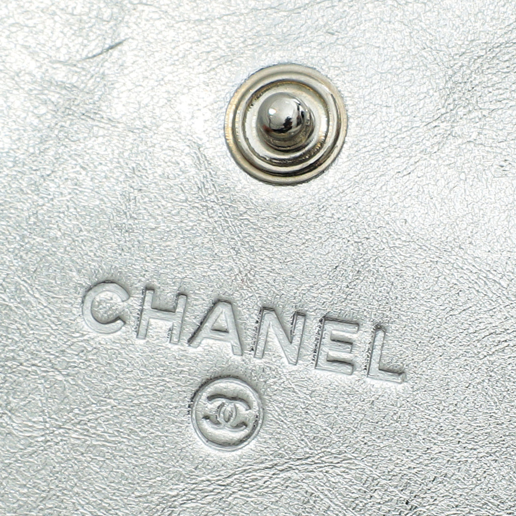 Chanel Metallic Silver CC Classic Flap Long Wallet