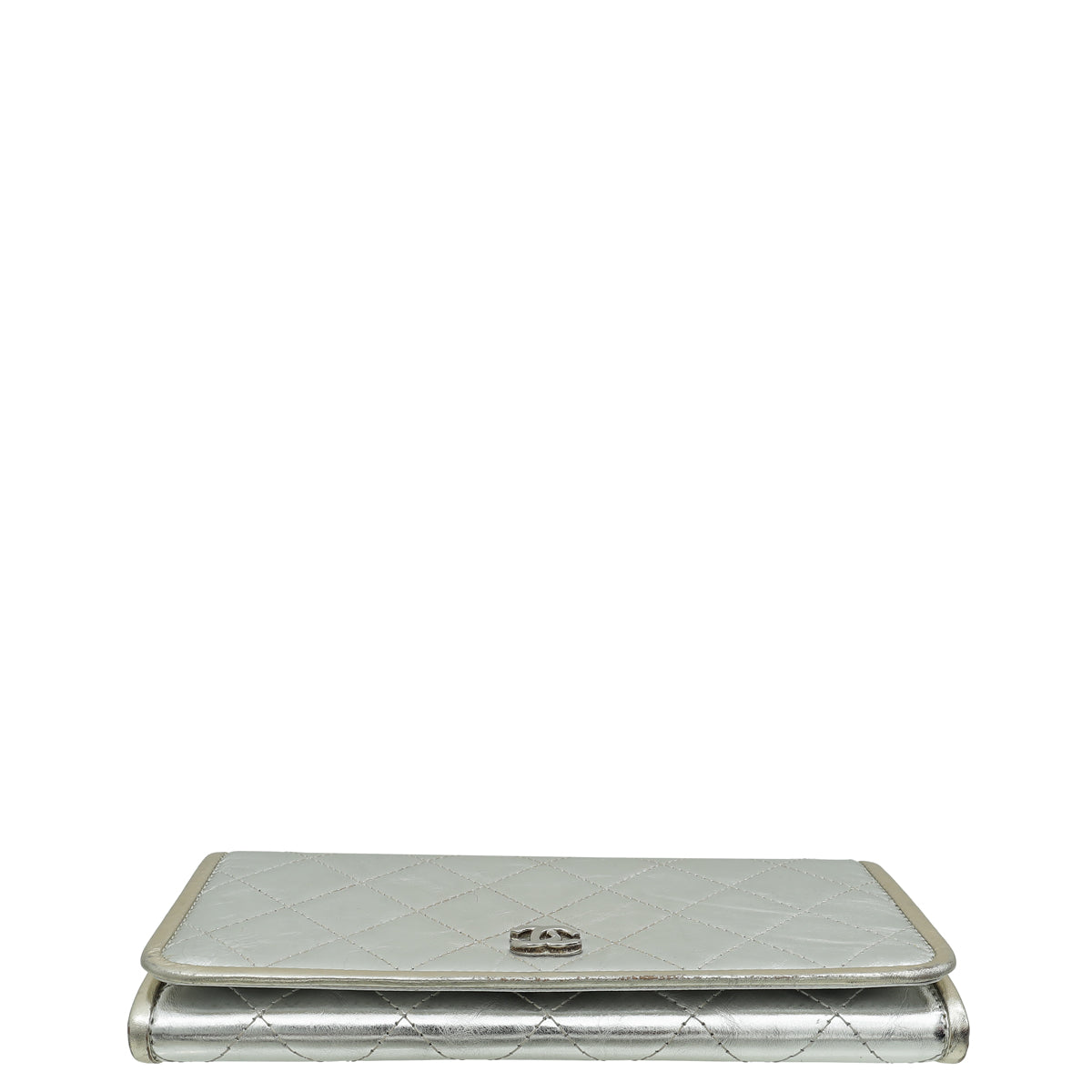 Chanel Metallic Silver CC Classic Flap Long Wallet