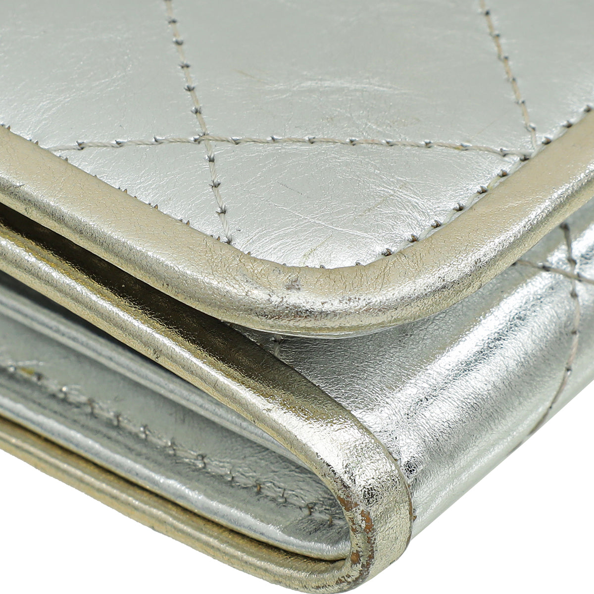 Chanel Metallic Silver CC Classic Flap Long Wallet