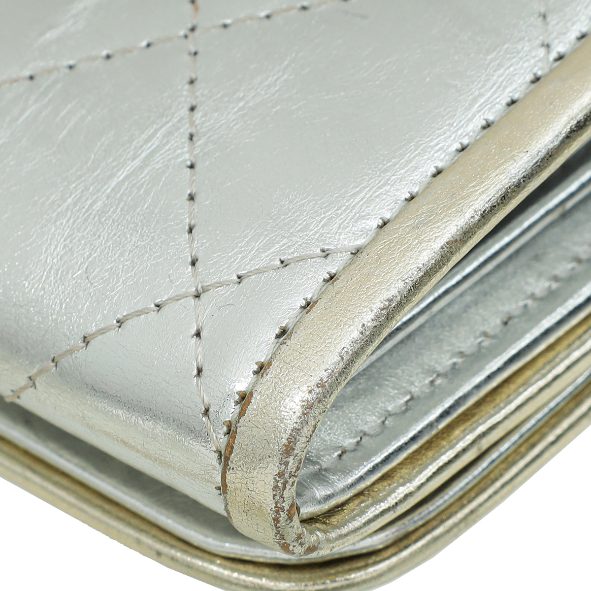 Chanel Metallic Silver CC Classic Flap Long Wallet