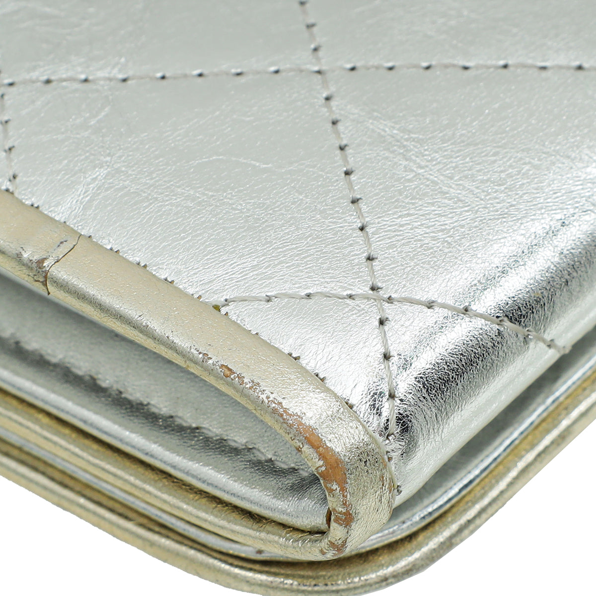 Chanel Metallic Silver CC Classic Flap Long Wallet