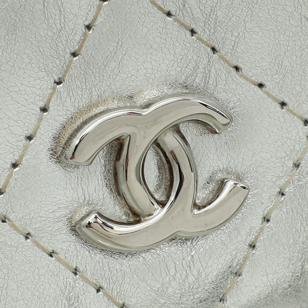 Chanel Metallic Silver CC Classic Flap Long Wallet