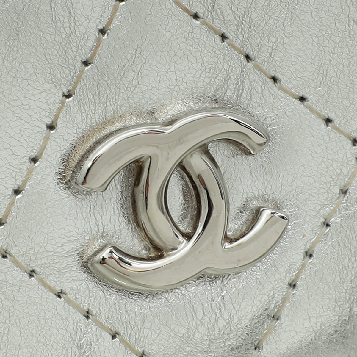 Chanel Metallic Silver CC Classic Flap Long Wallet