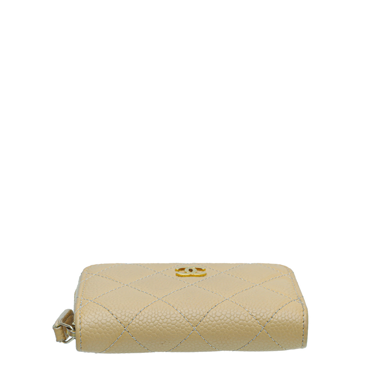 Chanel Beige Classic Zipped Coin Purse