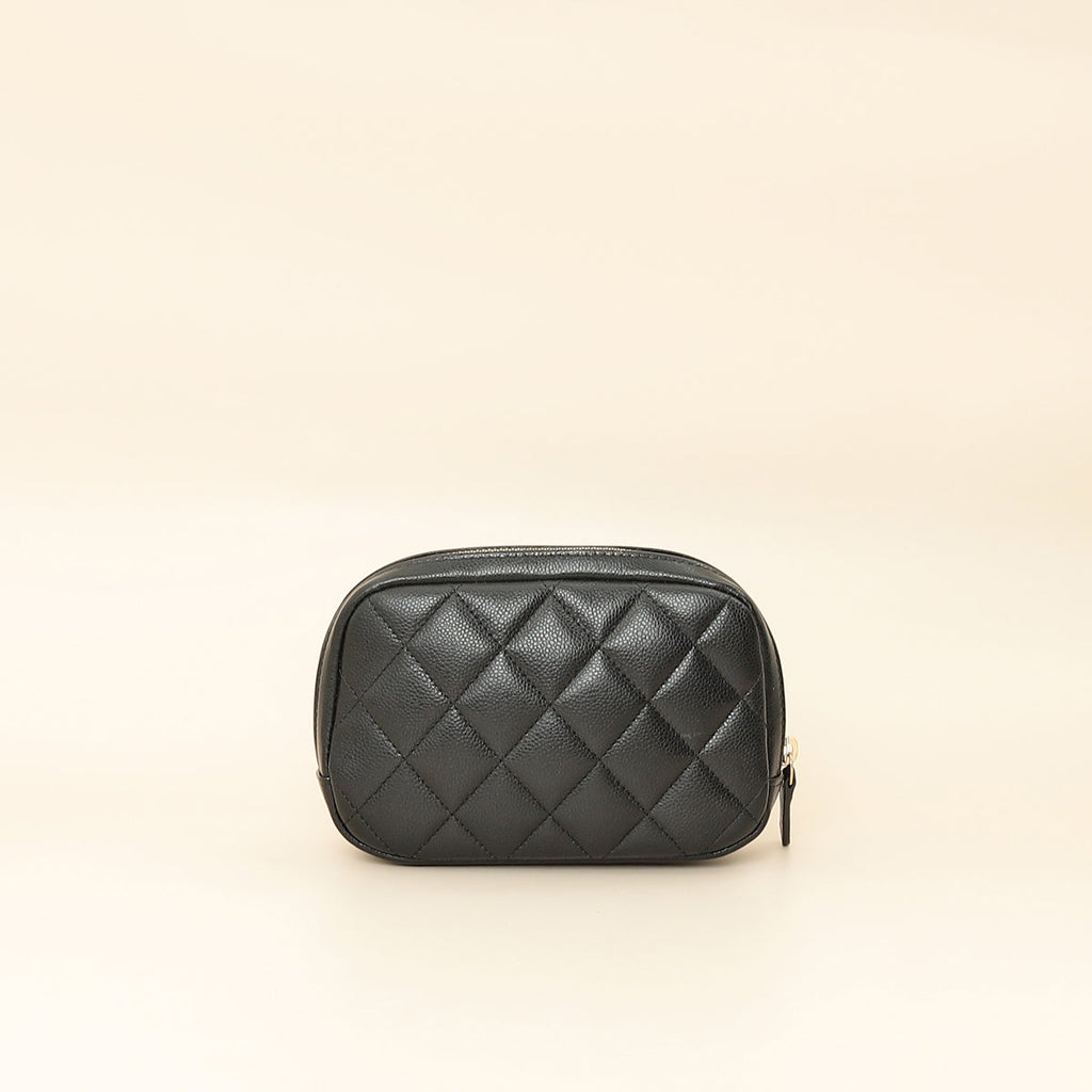 Chanel Black Curvy Cosmetic Small Pouch