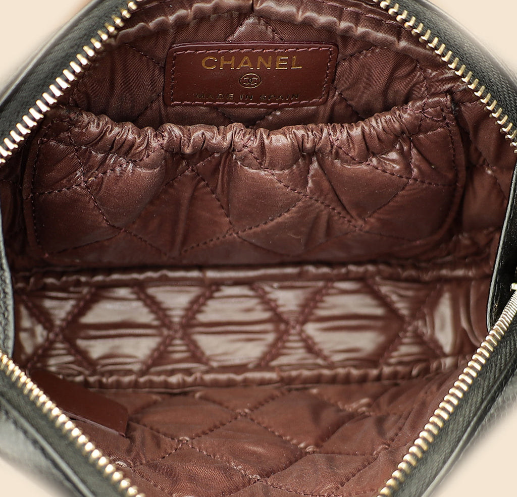Chanel Black Curvy Cosmetic Small Pouch
