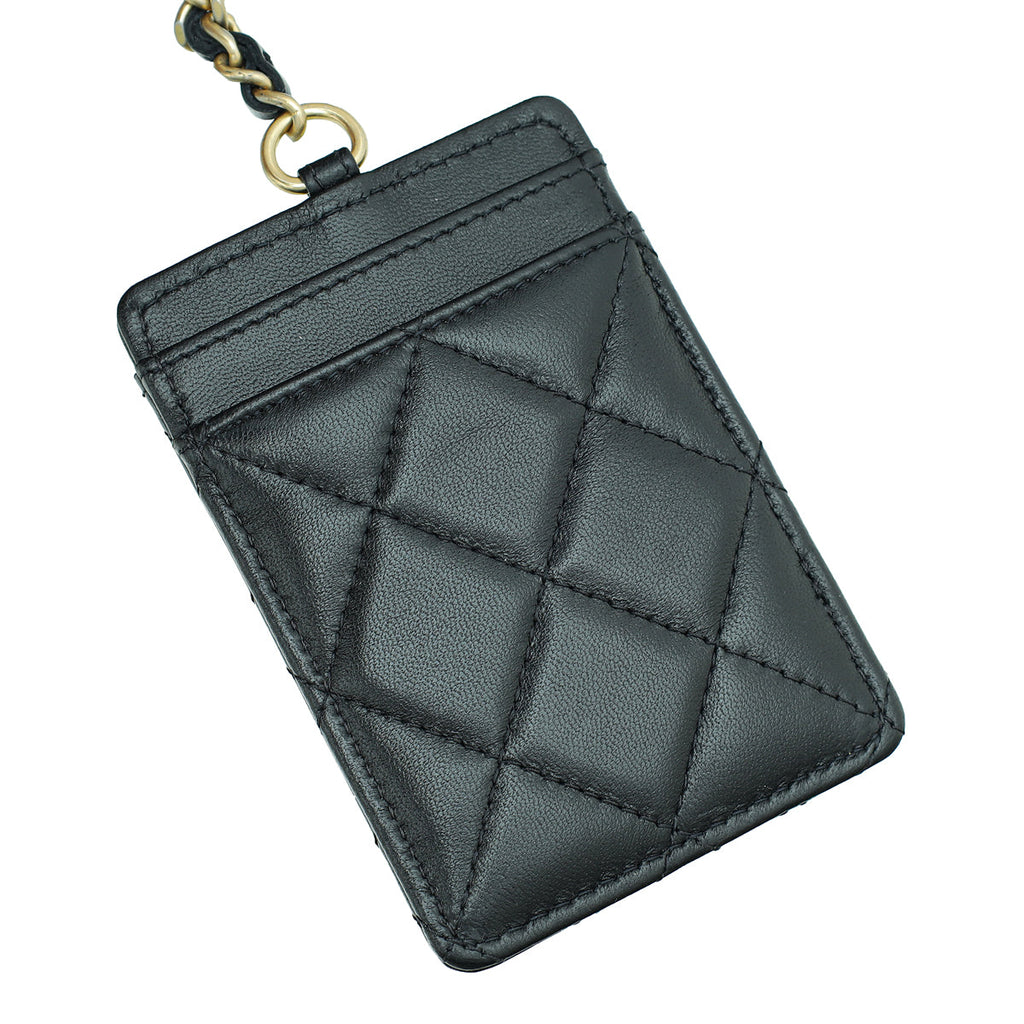 Chanel Black Pearl Crown CC Wristlet Multi Pouches