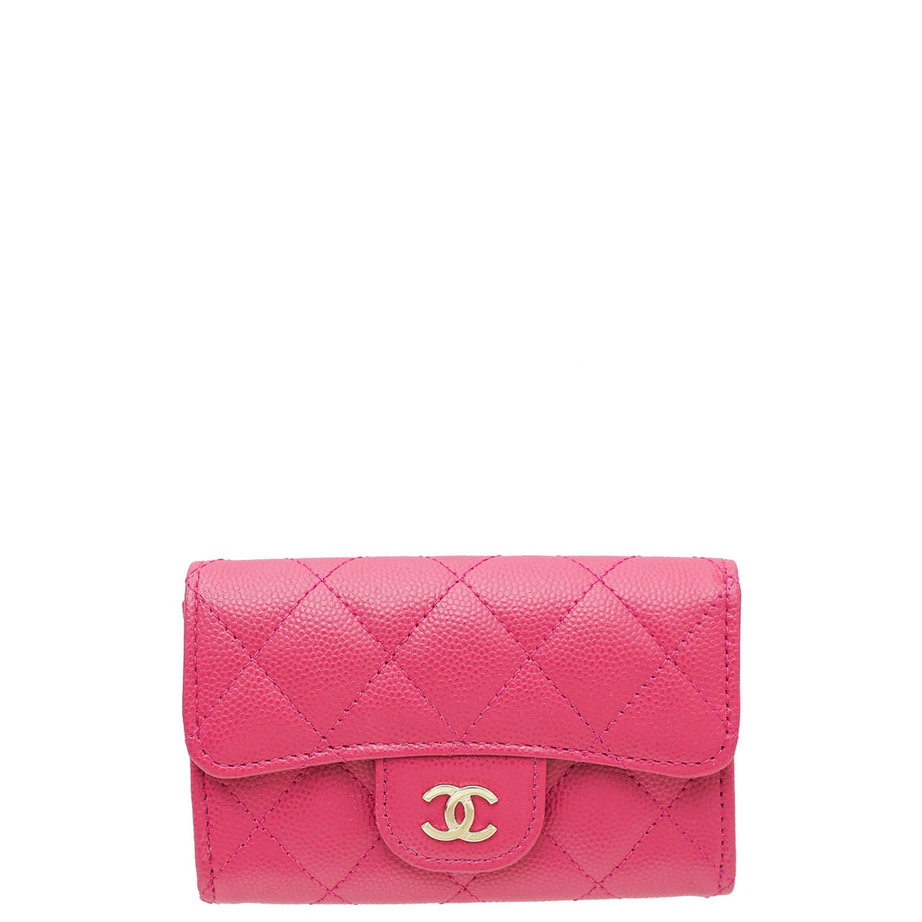 Chanel Fuchsia Classic Flap Card Holder