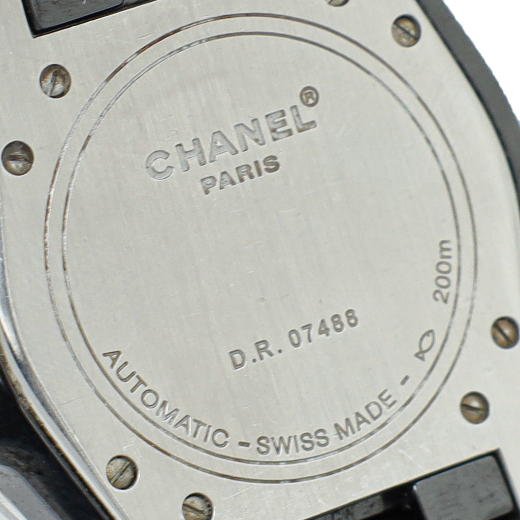 Chanel Black Ceramic Steel Diamond J12 Automatic 39mm Watch
