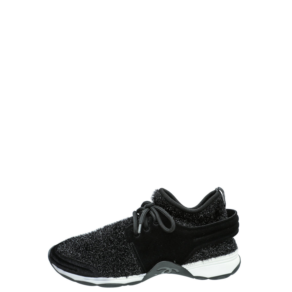 Chanel Black Knit Sock Sparkle Weekend Trainer Sneaker 40
