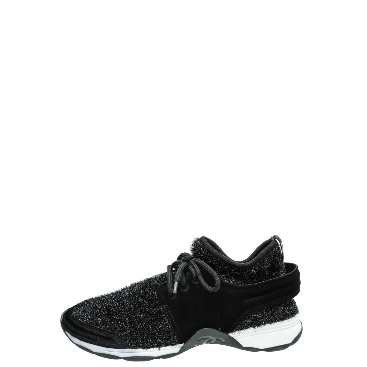 Chanel Black Knit Sock Sparkle Weekend Trainer Sneaker 40