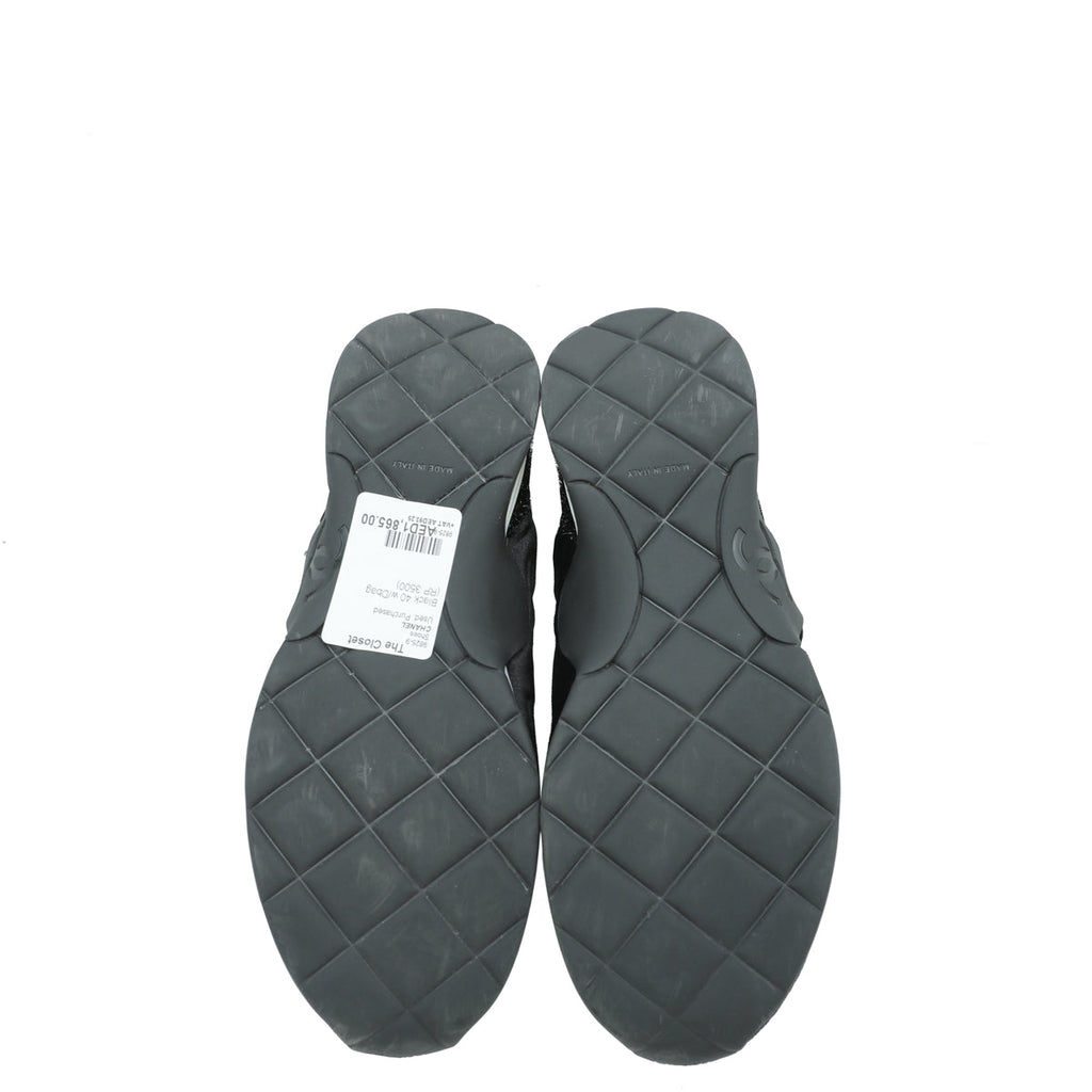 Chanel Black Knit Sock Sparkle Weekend Trainer Sneaker 40