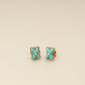 Chaumet 18K Rose Gold Jeux de Liens Diamond Turquoise Stud Earrings