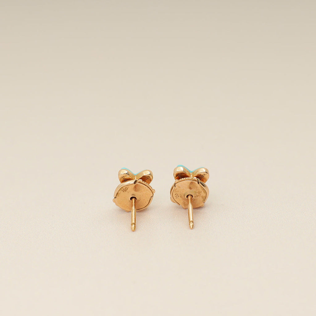 Chaumet 18K Rose Gold Jeux de Liens Diamond Turquoise Stud Earrings