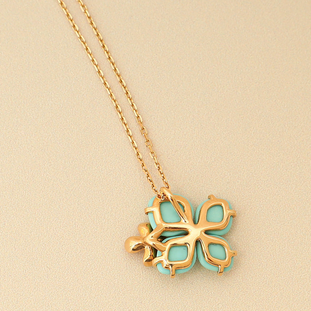 Chaumet 18K Rose Gold Hortensia Eden Turquoise Diamond Pendant Necklace