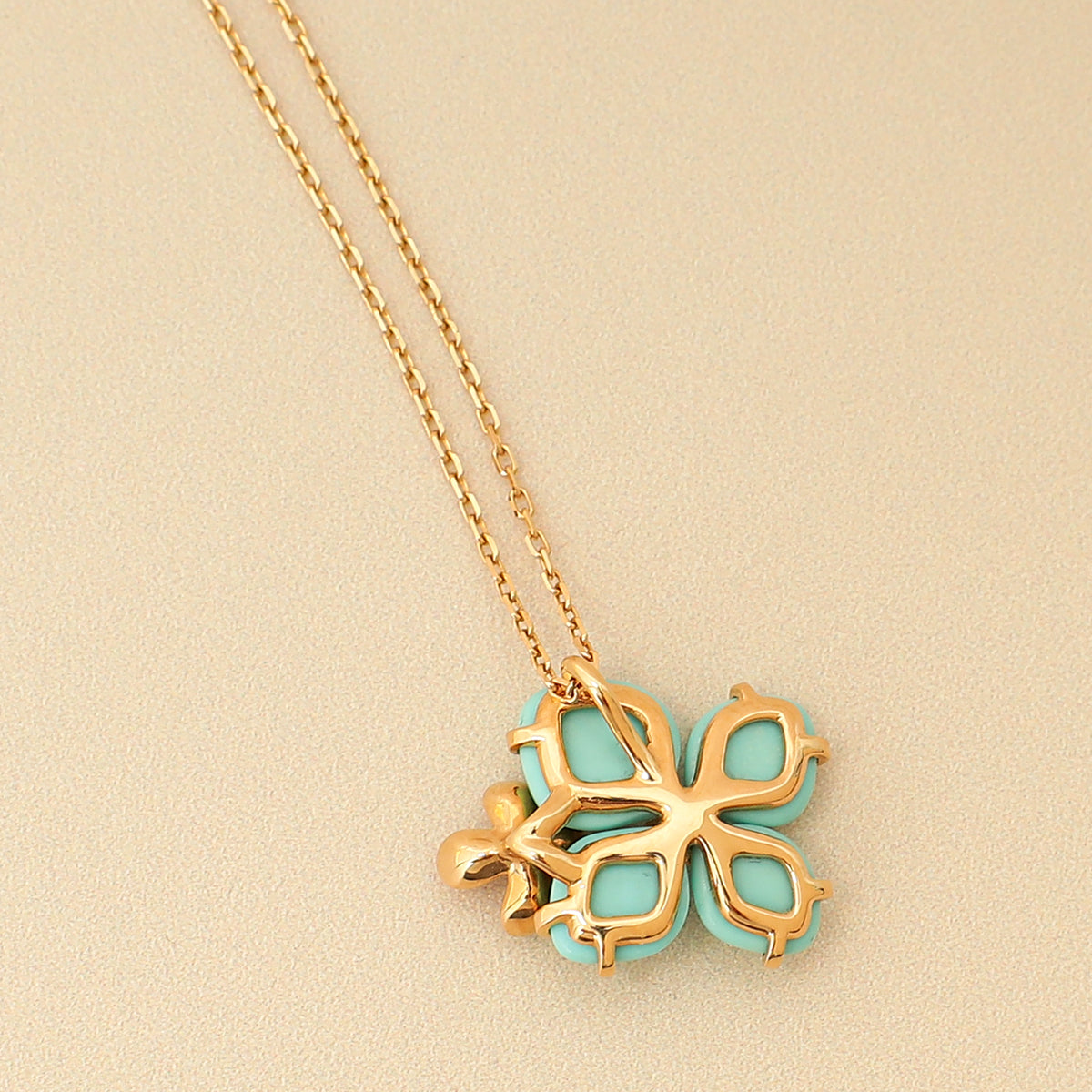 Chaumet 18K Rose Gold Hortensia Eden Turquoise Diamond Pendant Necklace