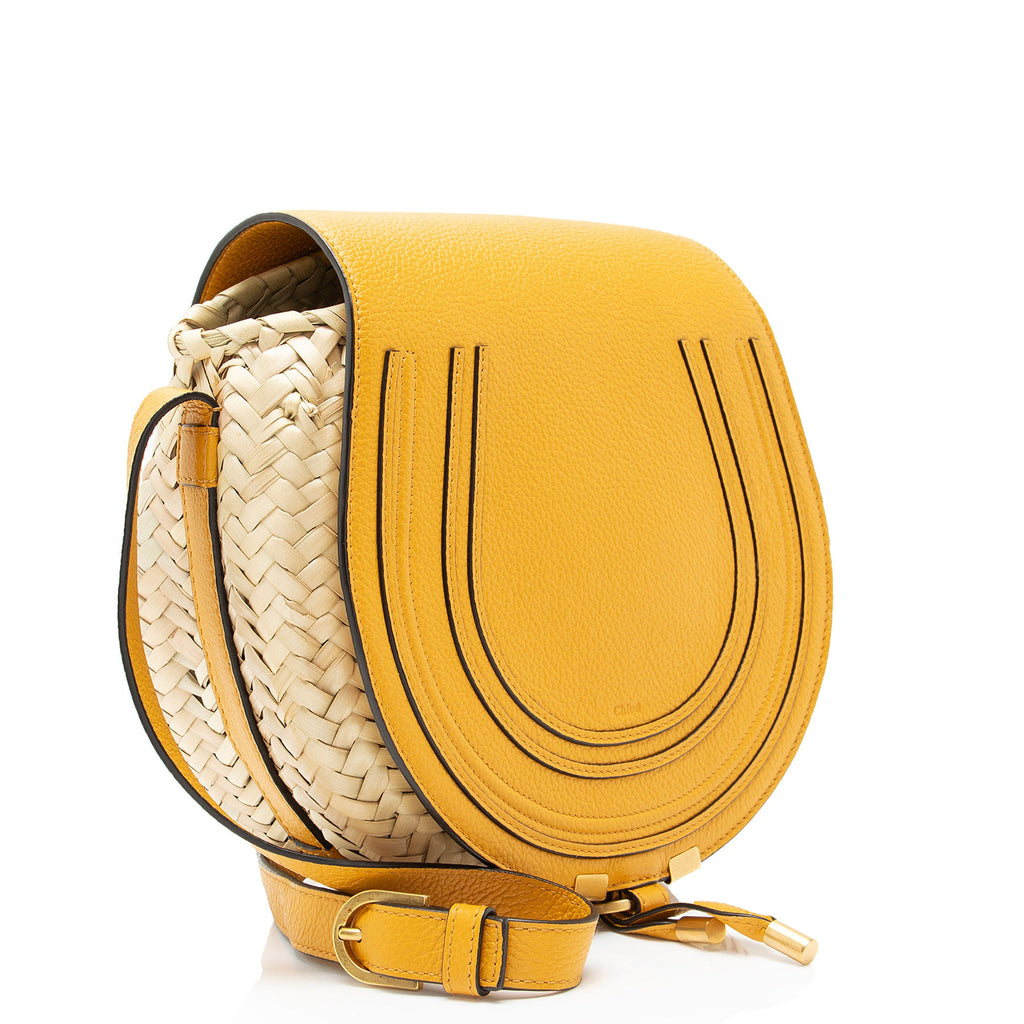 Chloe Calfskin Raffia Marcie Medium Crossbody