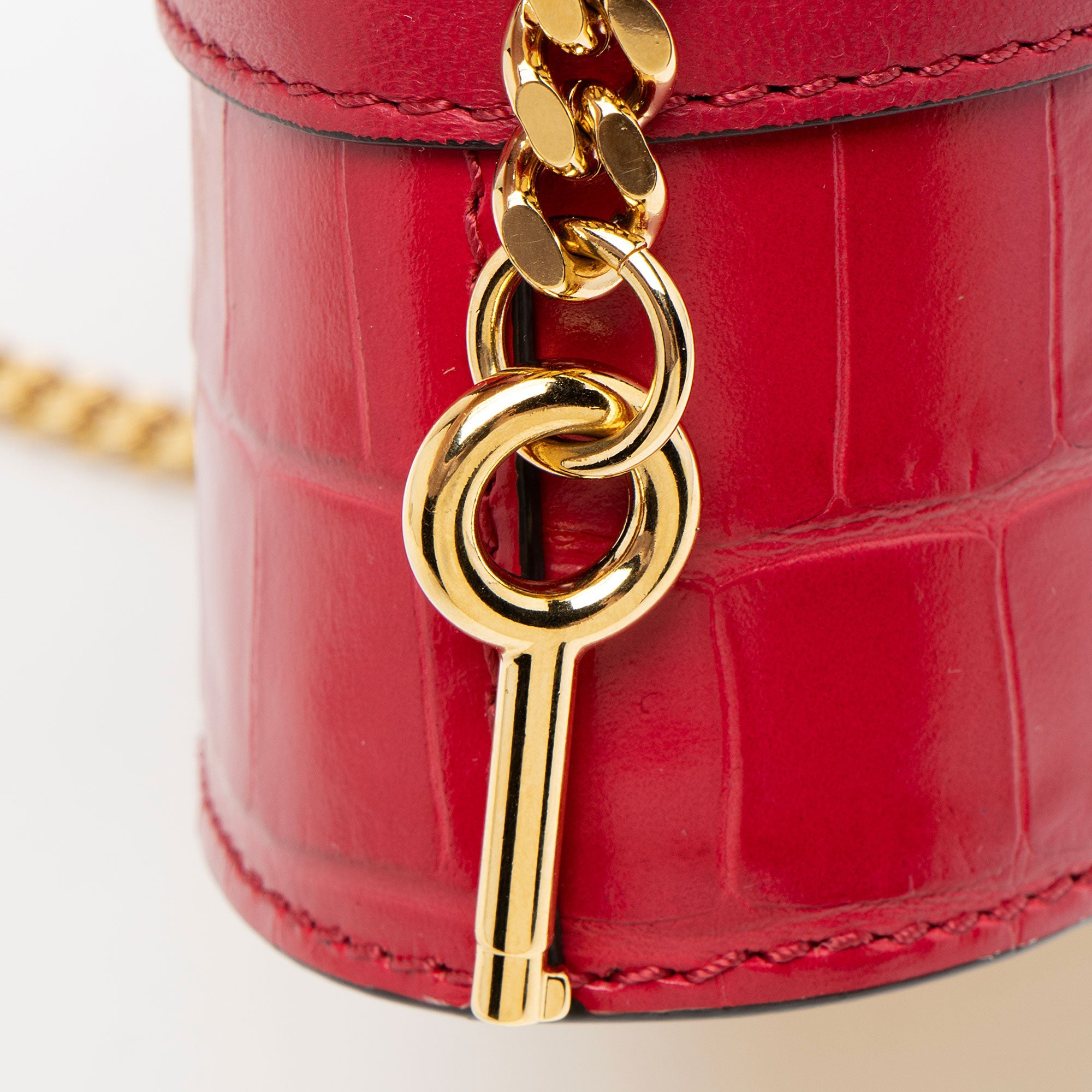 Chloe Croc Embossed Calfskin Aby Lock Small Top Handle