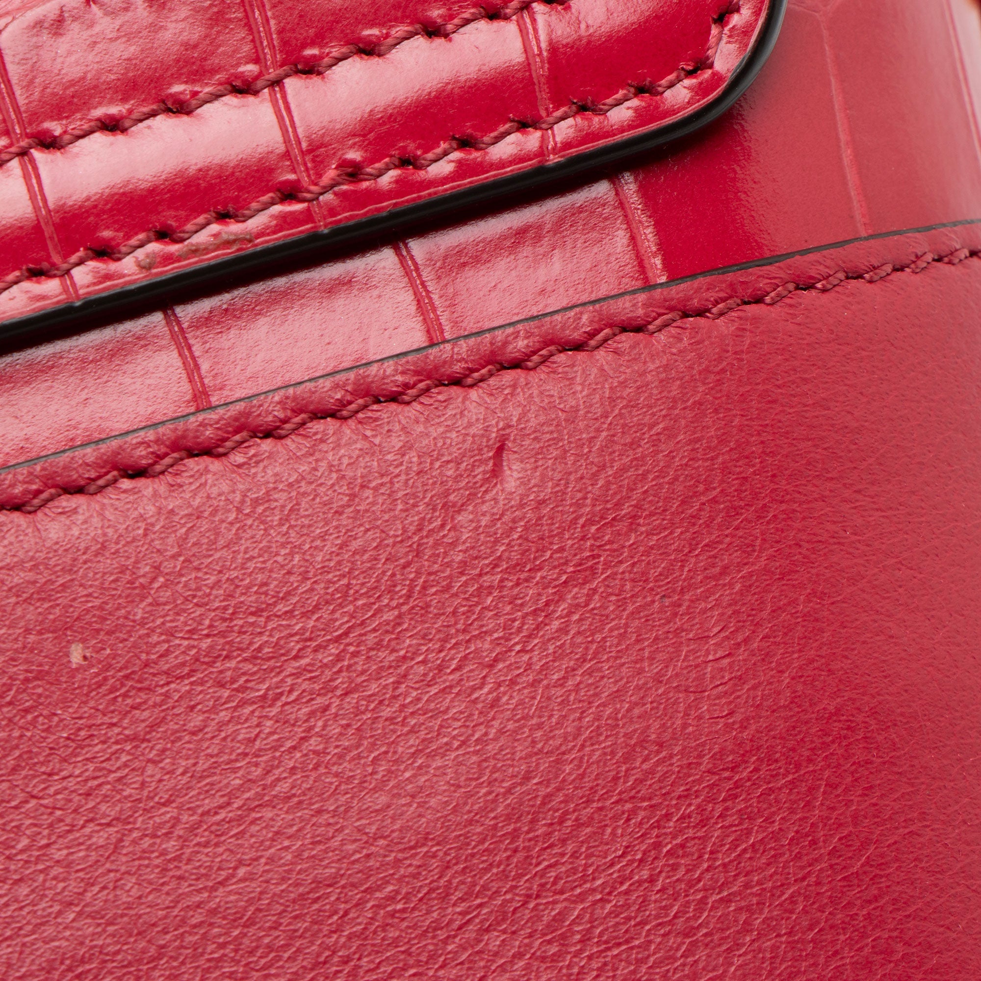 Chloe Croc Embossed Calfskin Aby Lock Small Top Handle