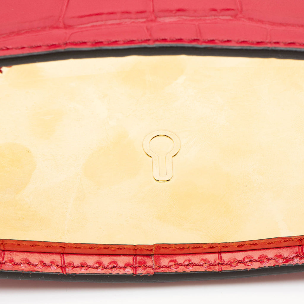 Chloe Croc Embossed Calfskin Aby Lock Small Top Handle