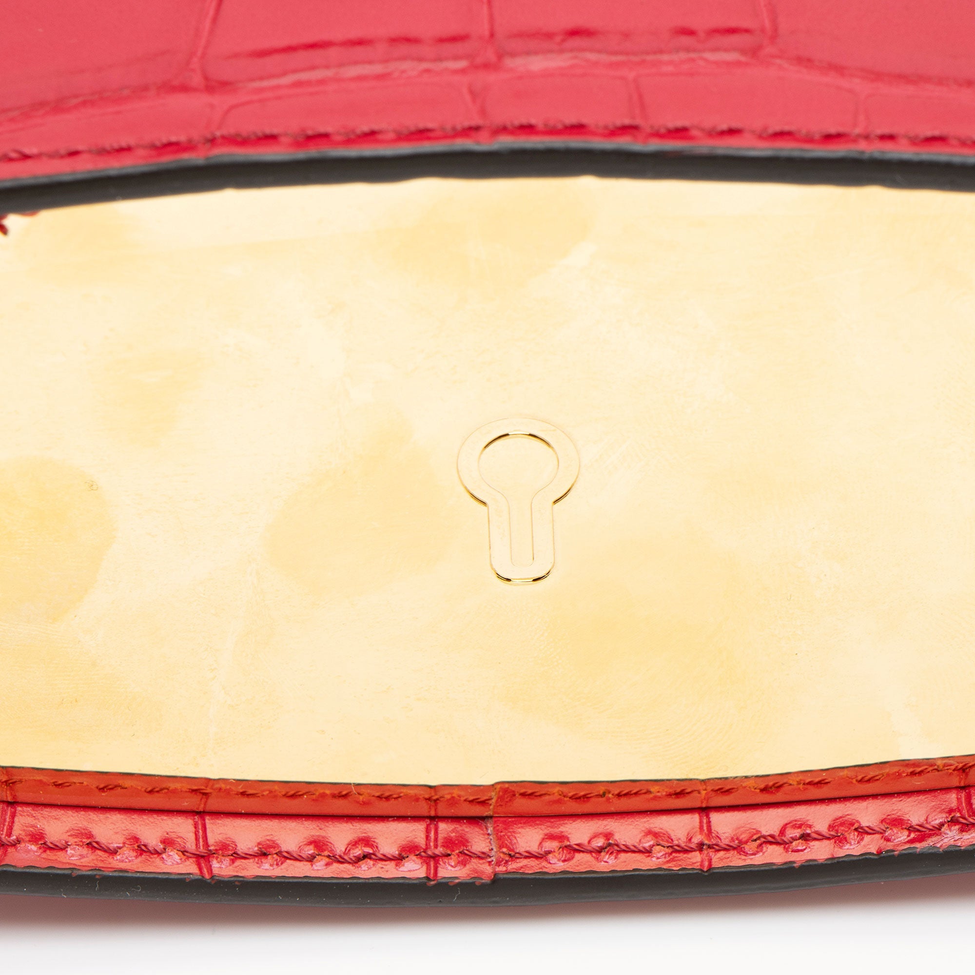 Chloe Croc Embossed Calfskin Aby Lock Small Top Handle
