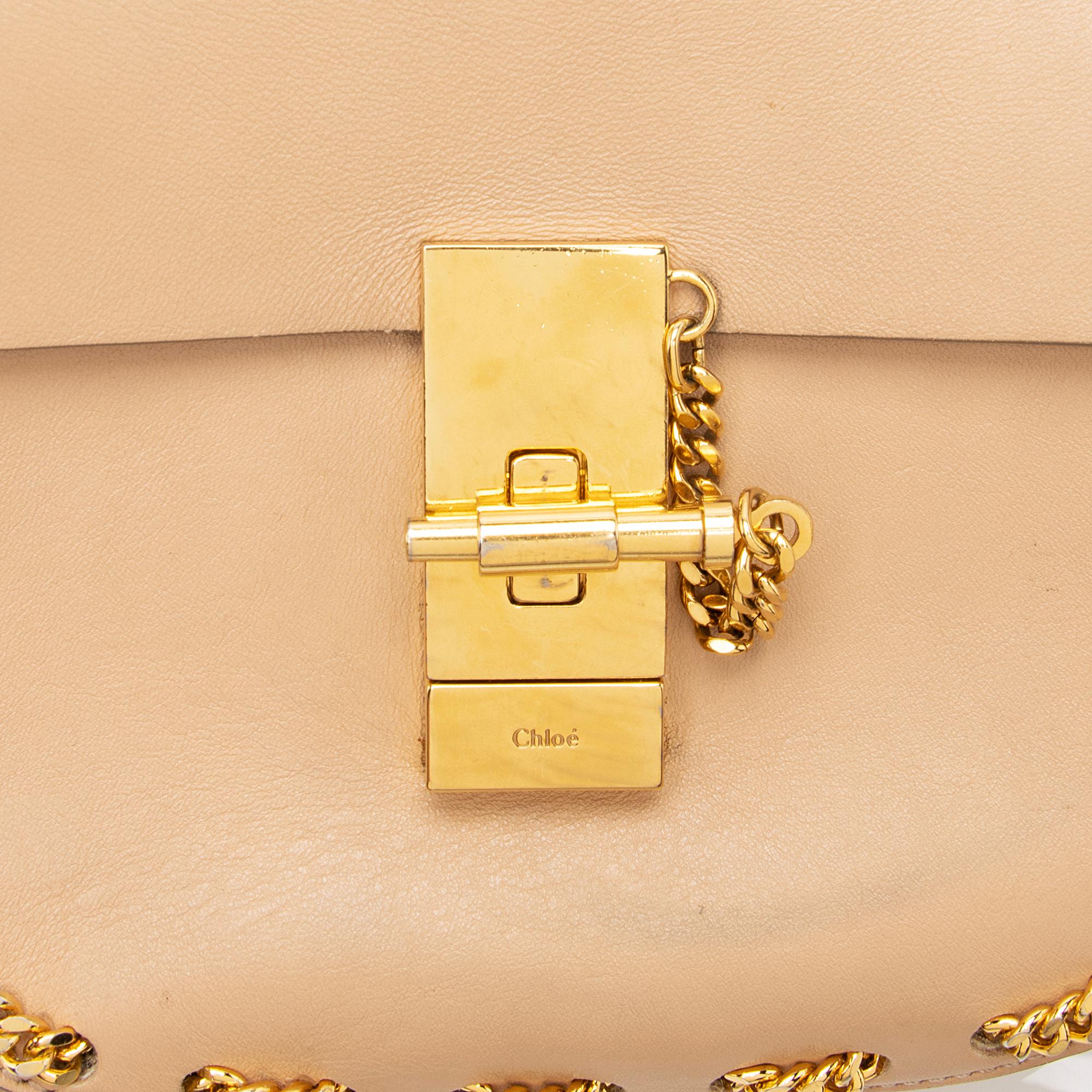 Chloe Lambskin Drew Chain Embellished Mini Shoulder Bag (SHF-23119)