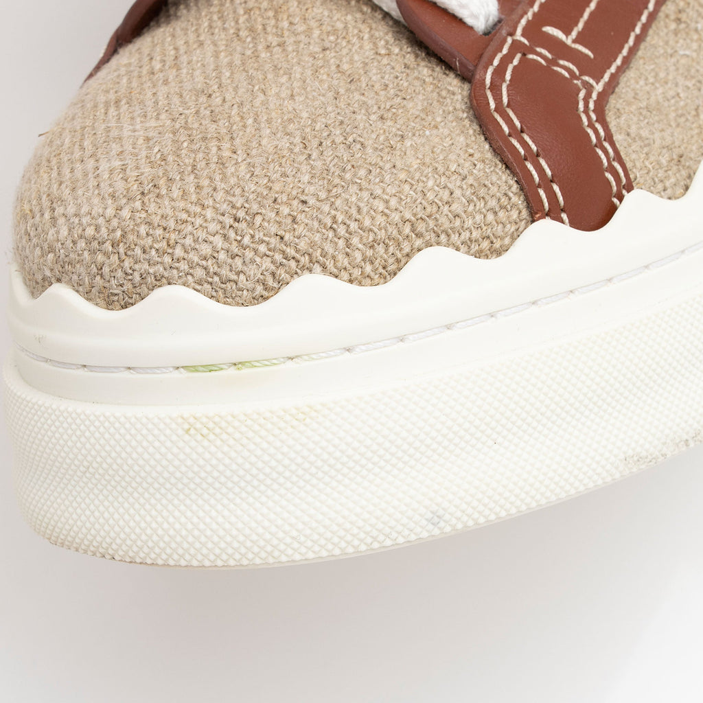 Chloe Linen Calfskin Lauren Sneakers - Size 8 / 38 (SHF-0nouT4)